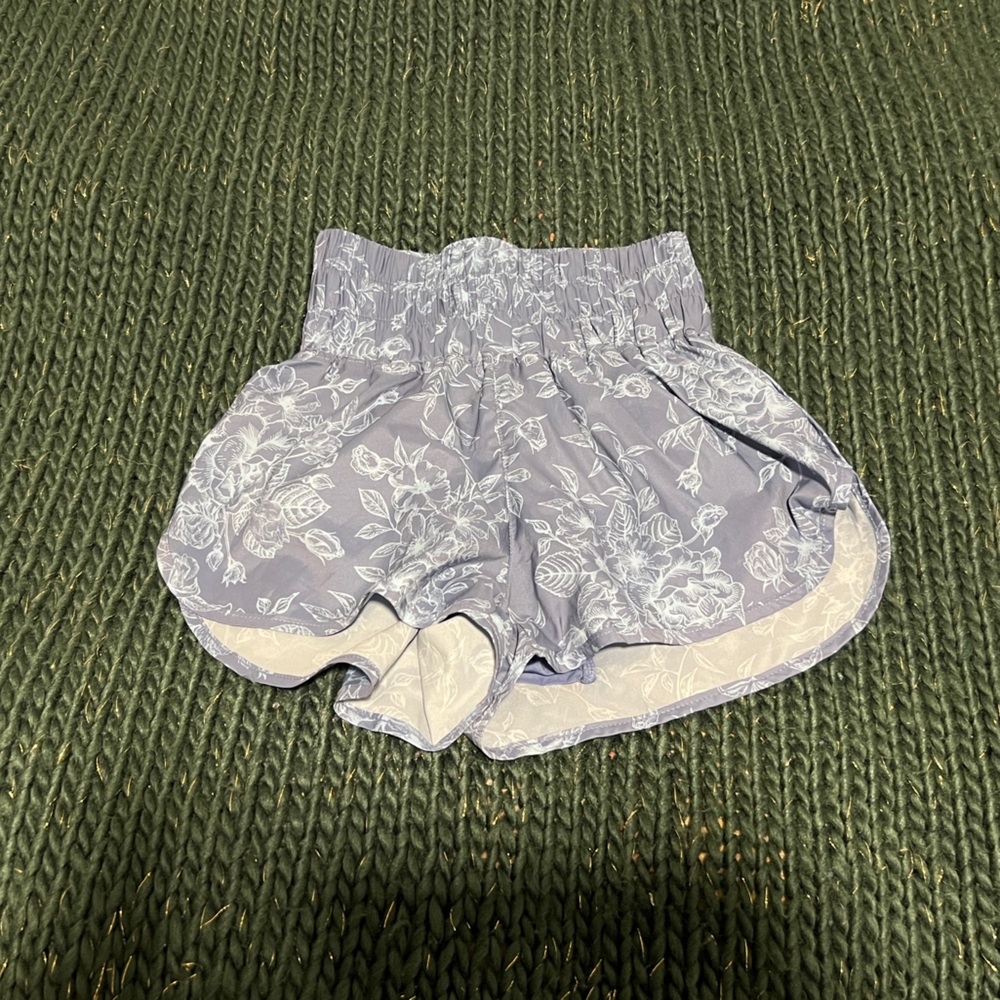 POPFLEX Dusty Blue Rose Sprint Shorts - XXS